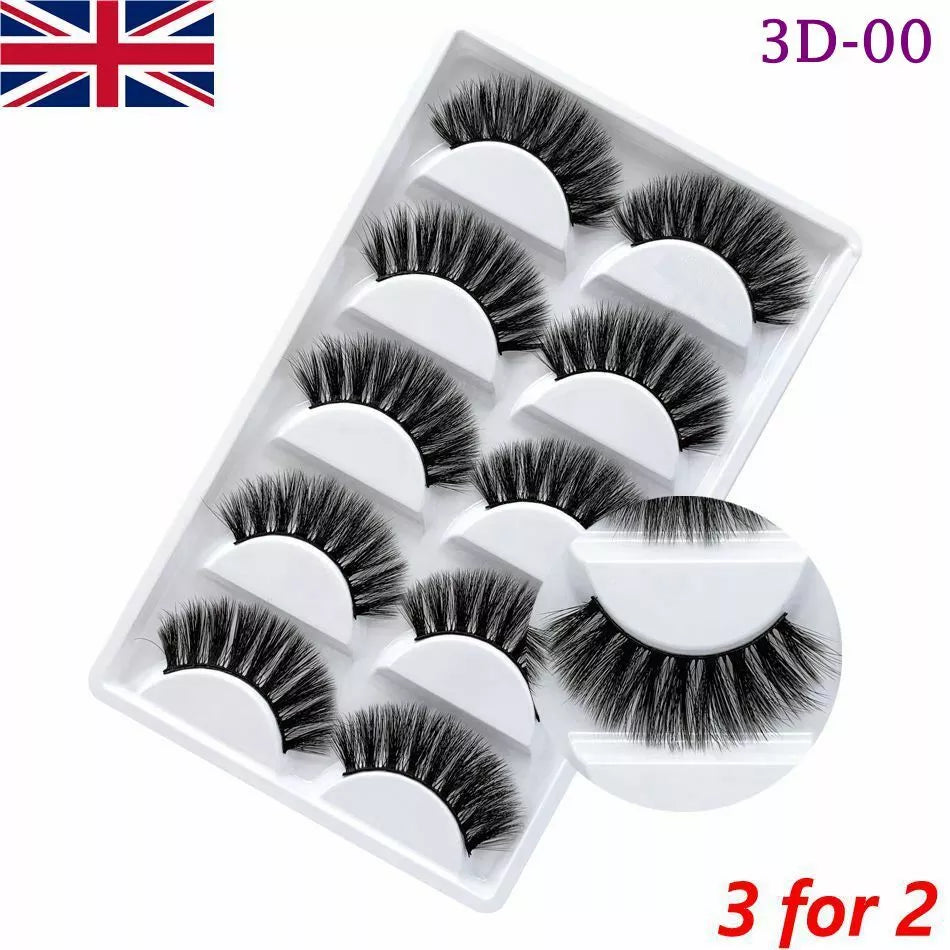 Lashes Natural False Eyelashes Faux Mink 3D Wispy Long Thick Short Cat Eye UK