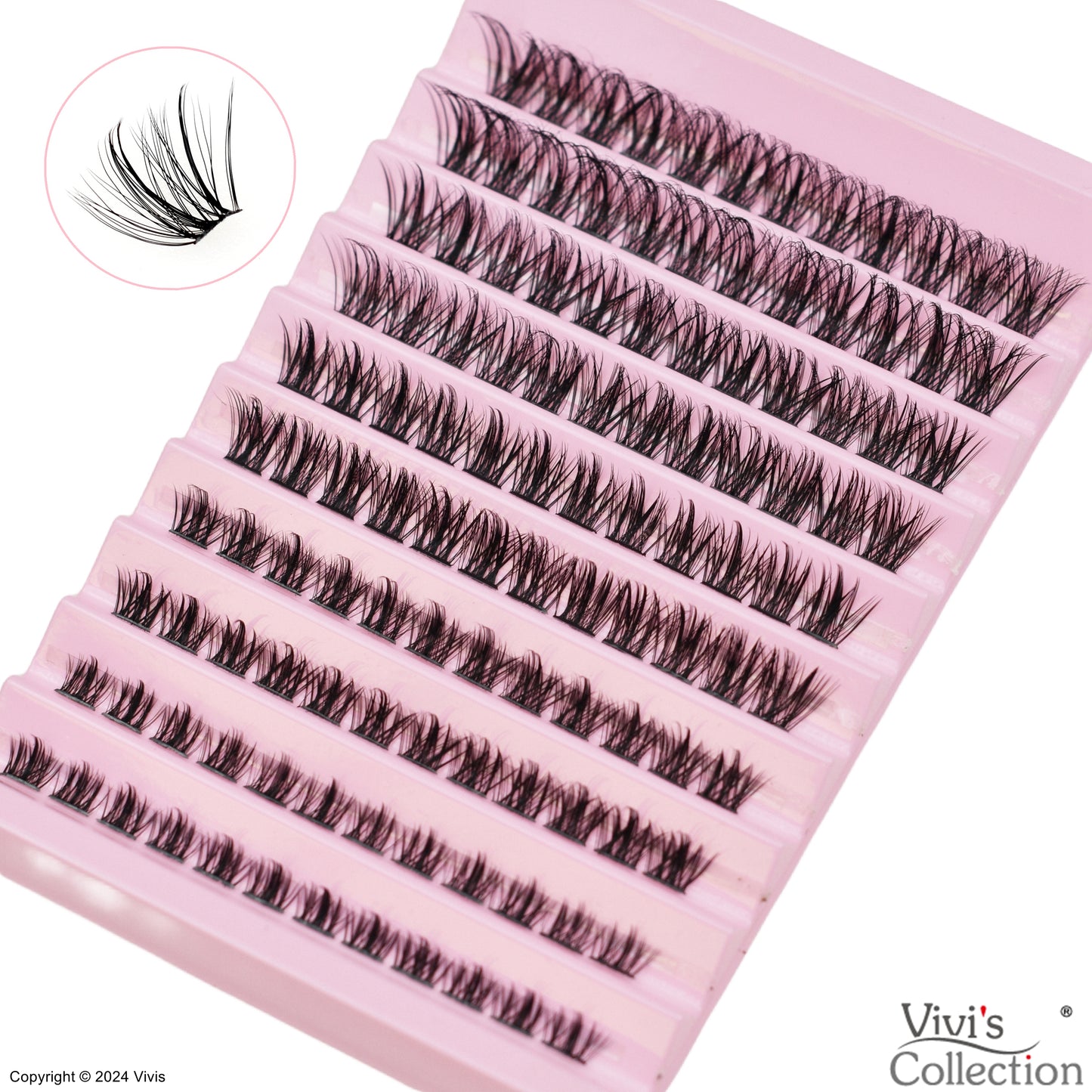 Cluster Lashes Individual Eyelashes Natural Wispy - D Curl 3D 8-16mm Mixed - S03