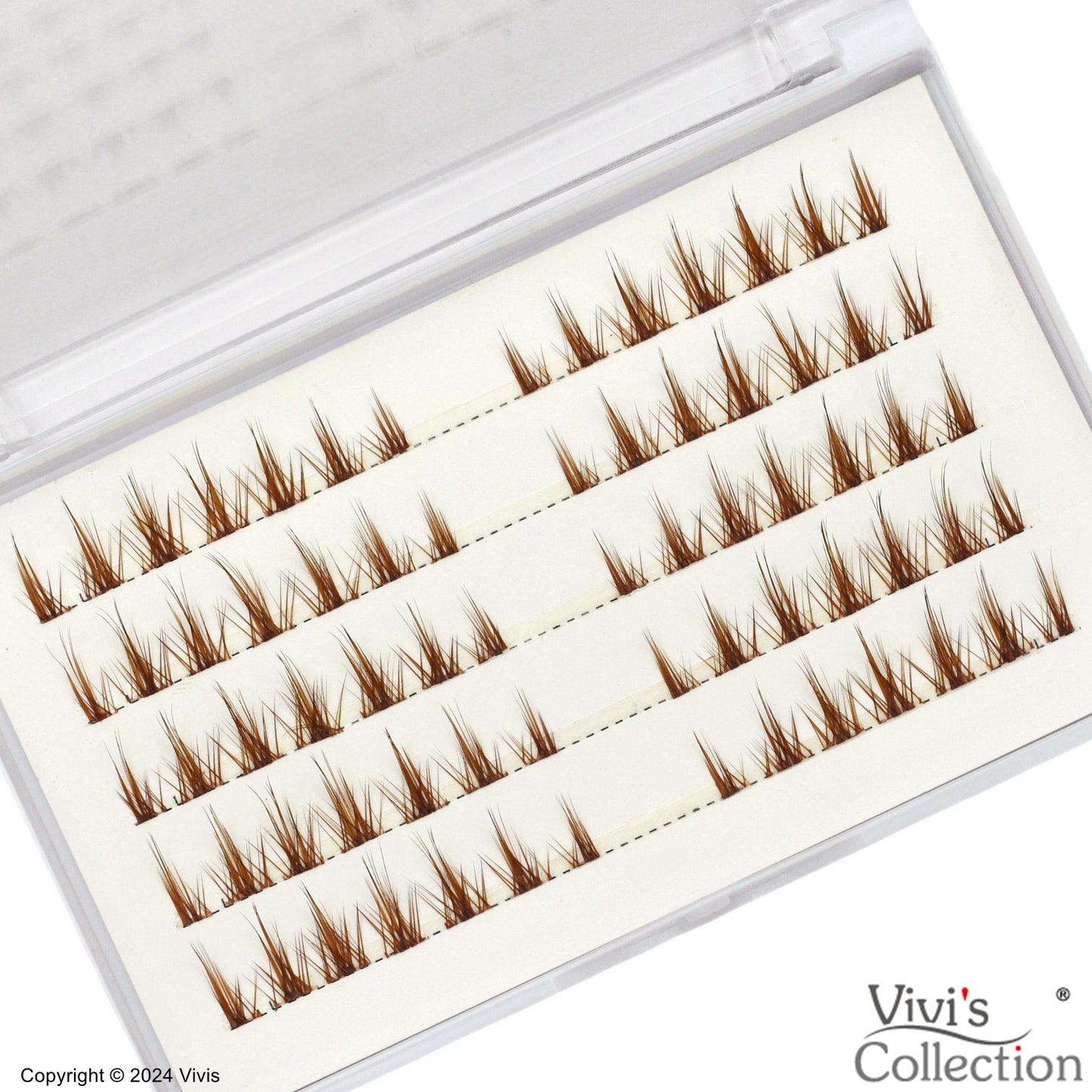 Cluster Lashes - Brown Natural C Curl Cat Eye - Spiky