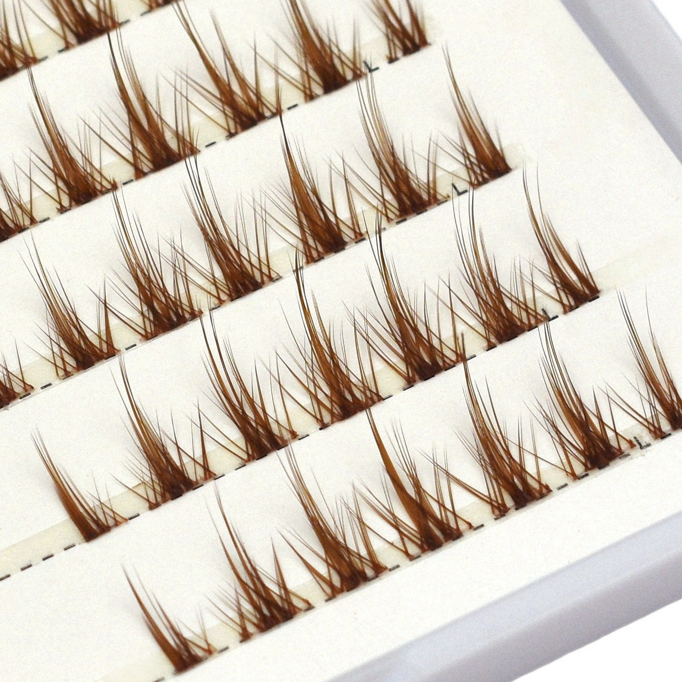 Cluster Lashes - Brown Natural C Curl Cat Eye - Spiky