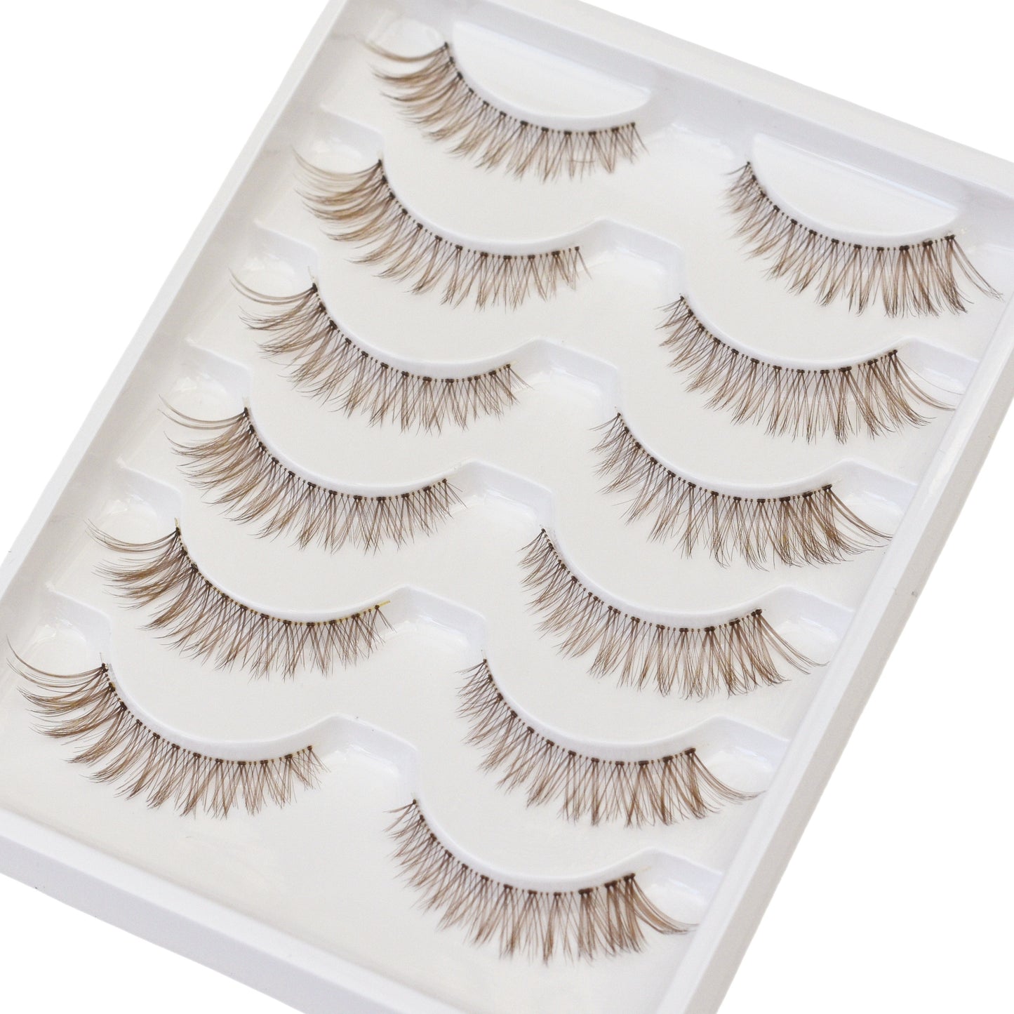 False Lashes - Brown Natural Eyelashes - Short Wispy
