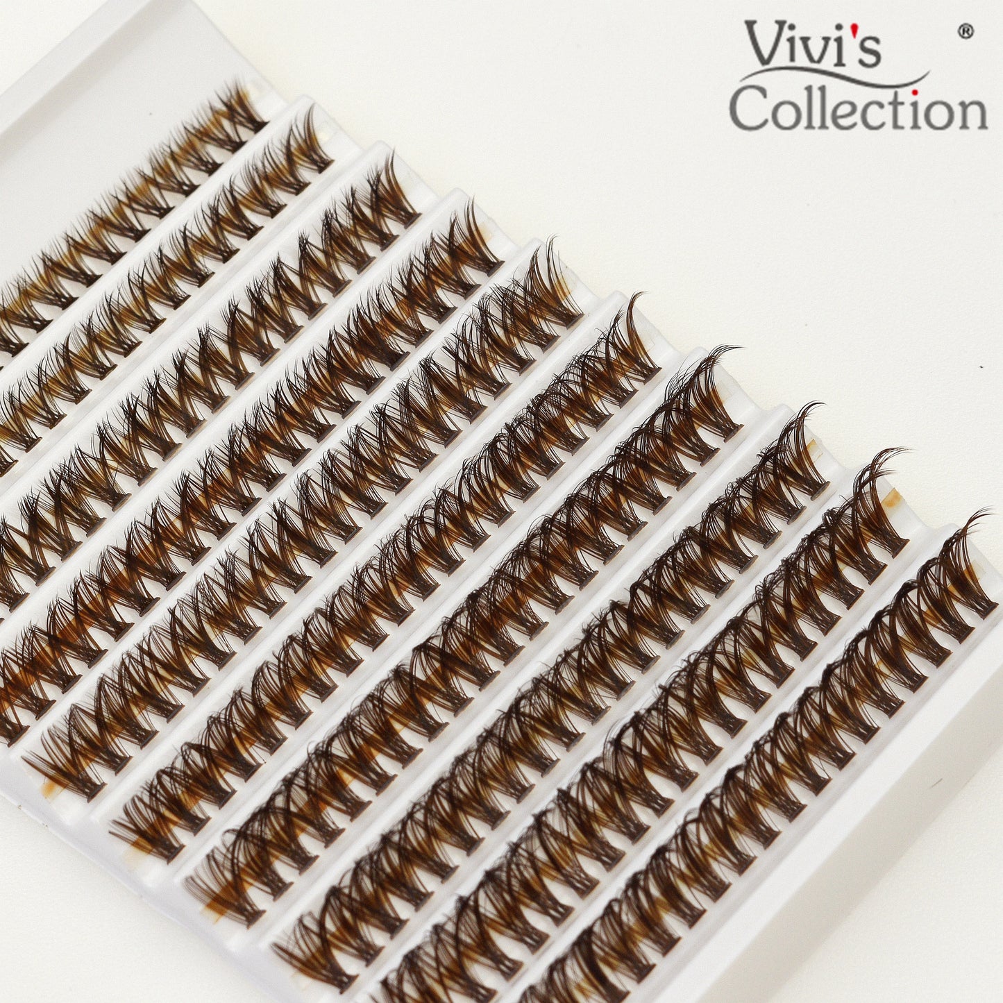 Cluster Lashes - Brown - 40p D Curl (8-16mm) Fluffy