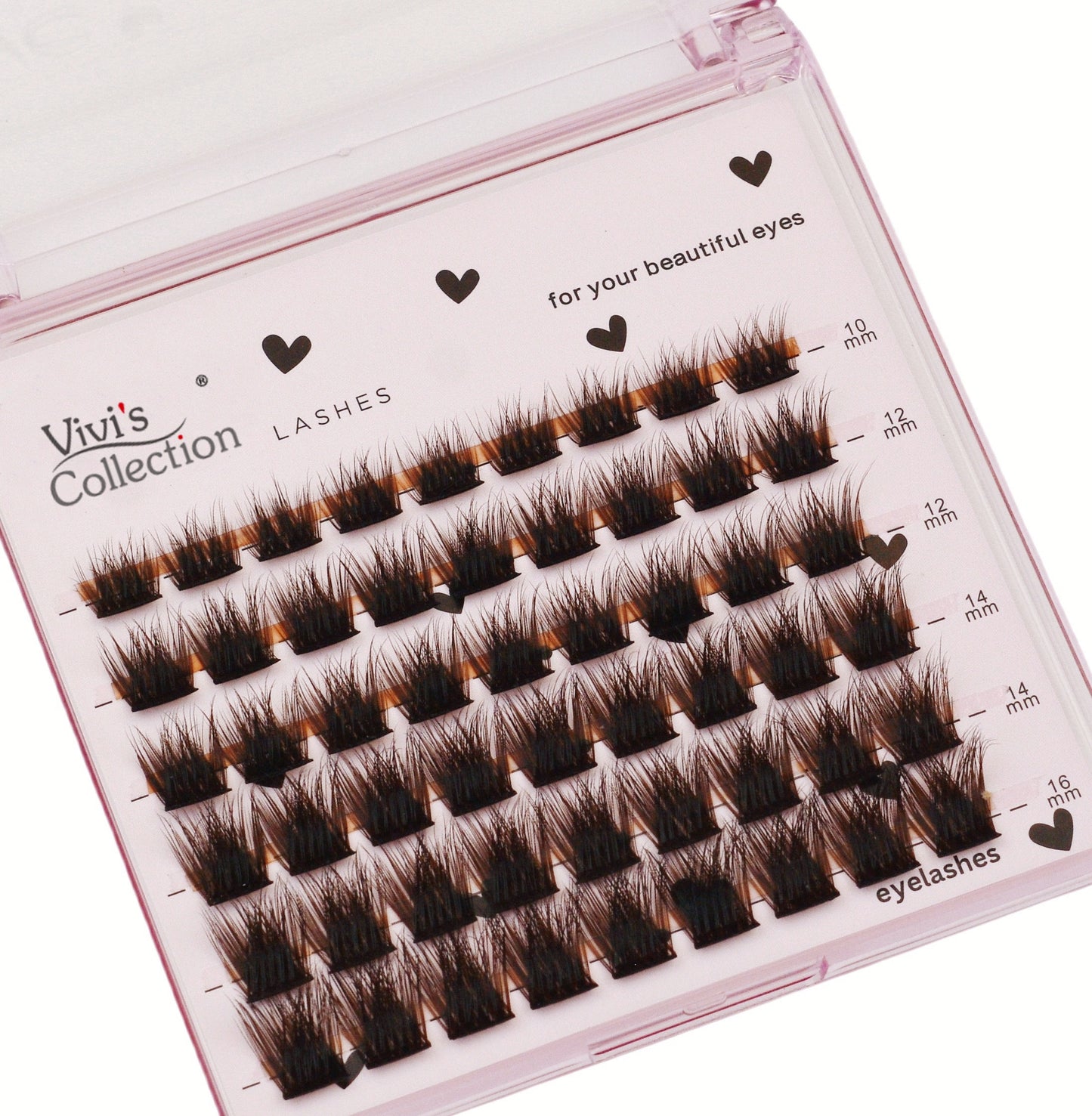 Cluster Lashes - Brown - 5D Fluffy Thick - D Curl Wispy 10-16mm