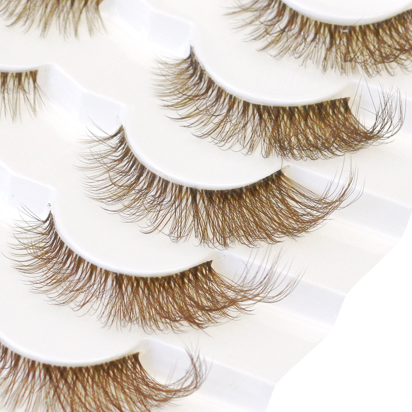 False Eyelashes - Brown Lashes Wispy Cat Eye Long Winged