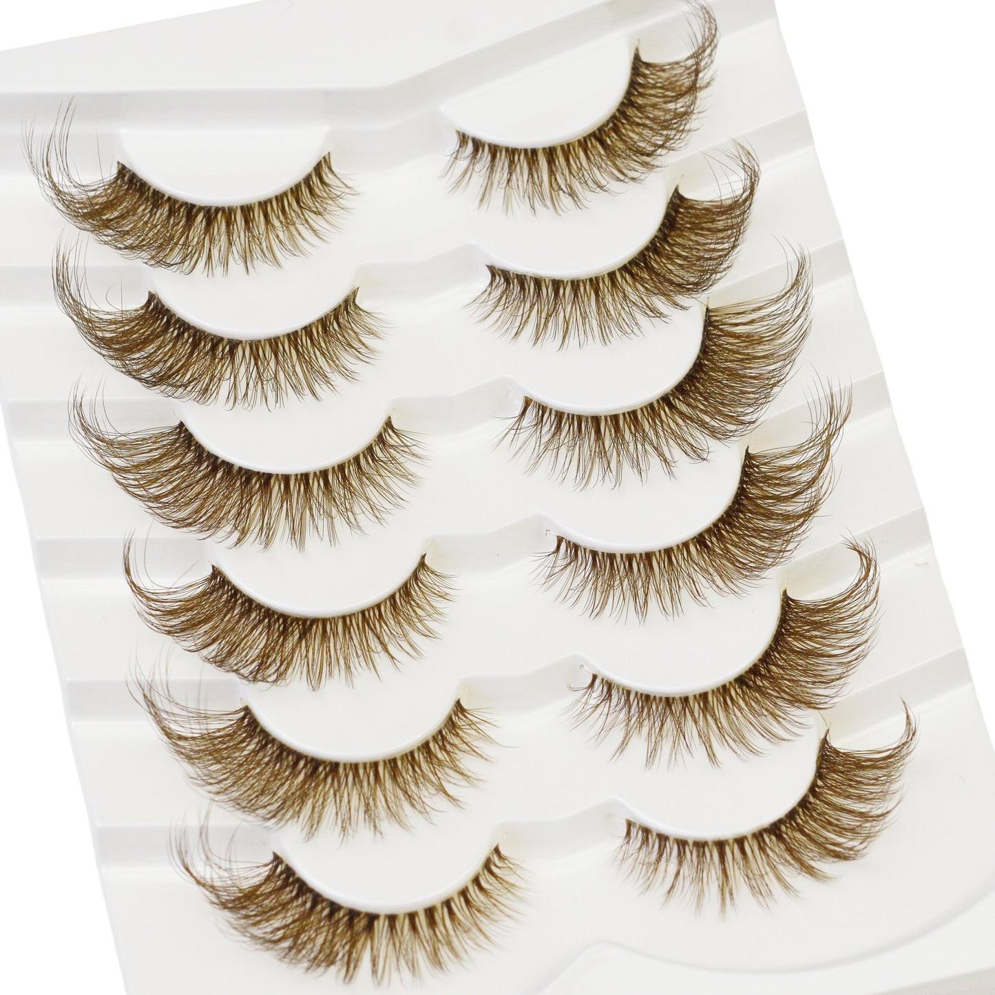 False Eyelashes - Brown Lashes Wispy Cat Eye Long Winged