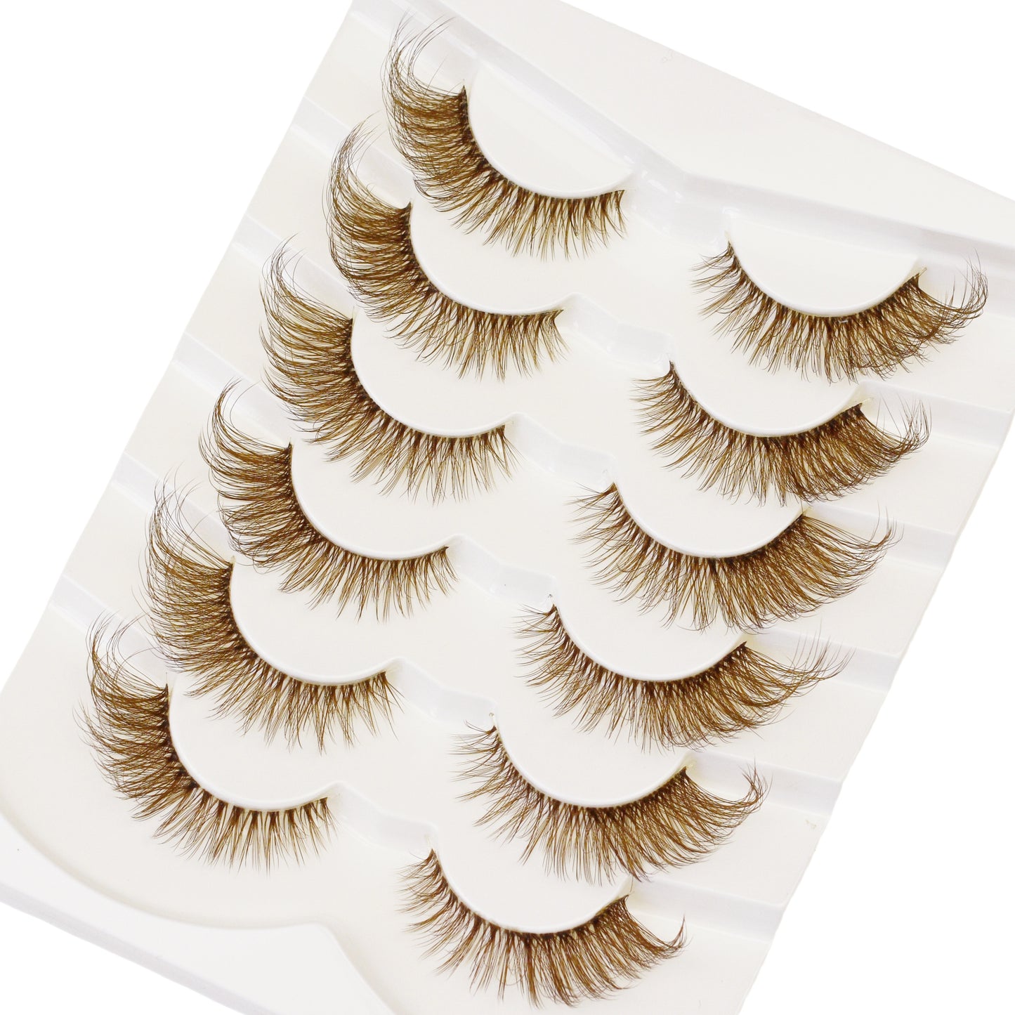 False Eyelashes - Brown Lashes Wispy Cat Eye Long Winged