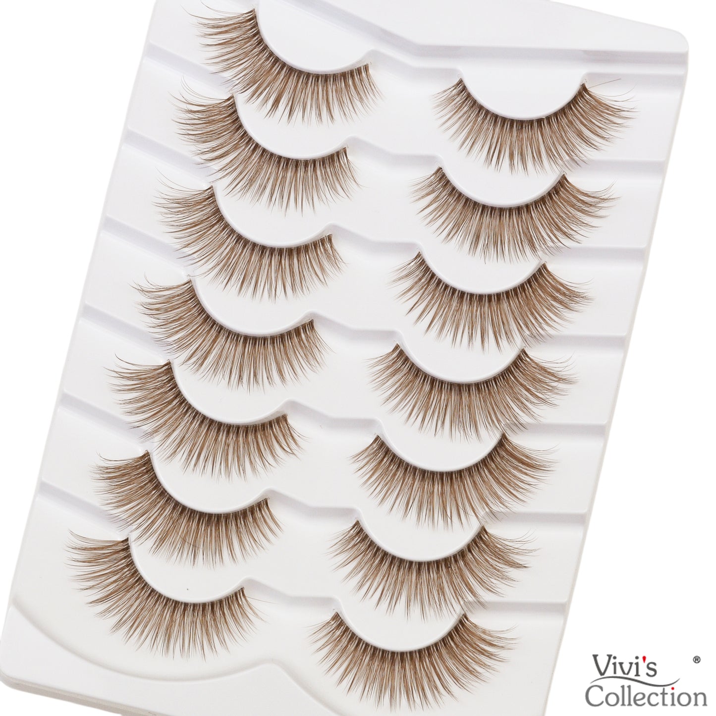False Lashes - Brown Eyelashes Natural Long Cat Eye