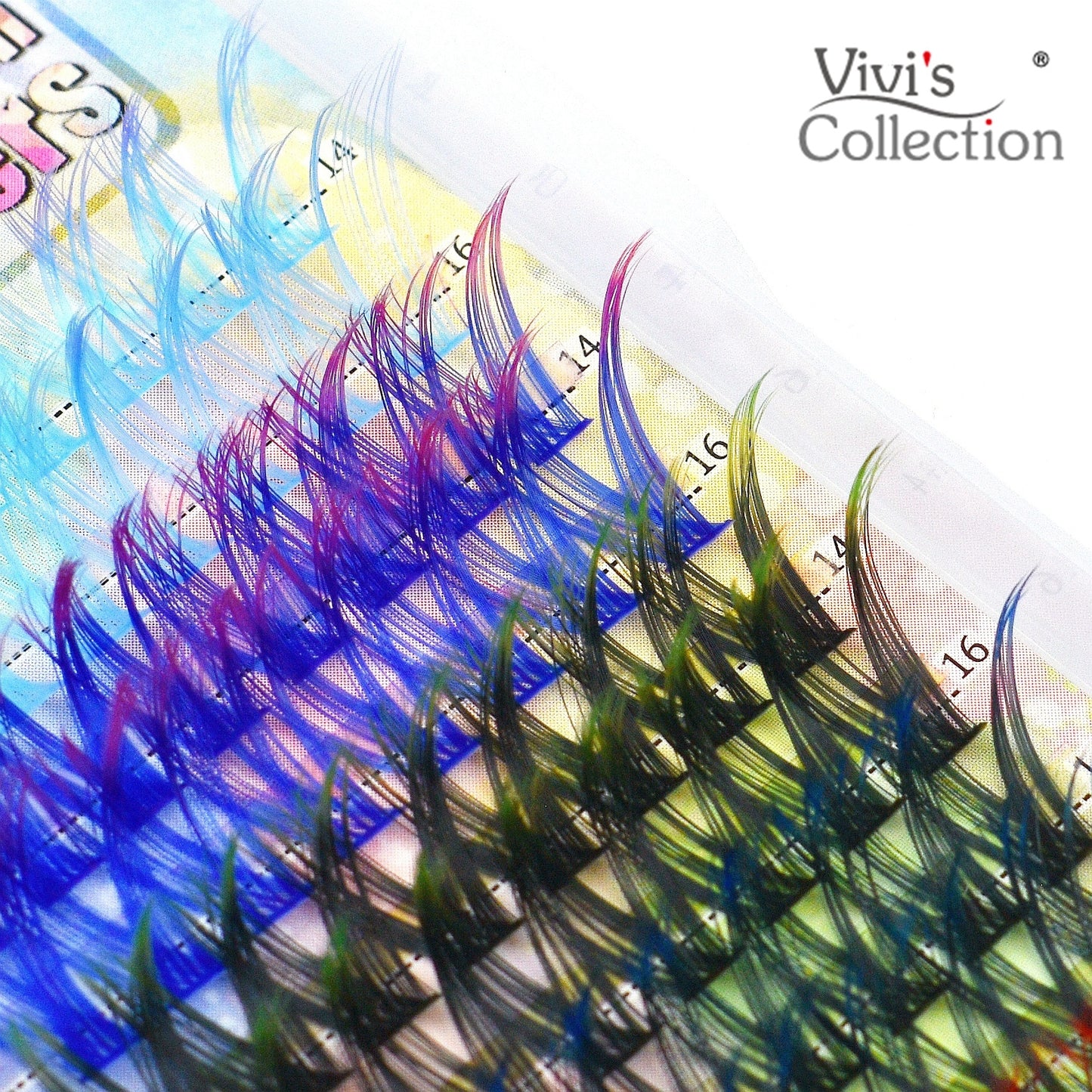 Lashes Cluster - Colored Individual Eyelashes - D Curl - 14 16mm