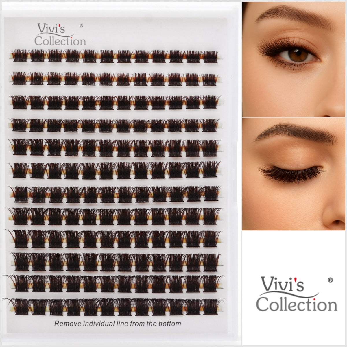 Cluster Lashes - Brown 9-15mm Mixed - D Curl