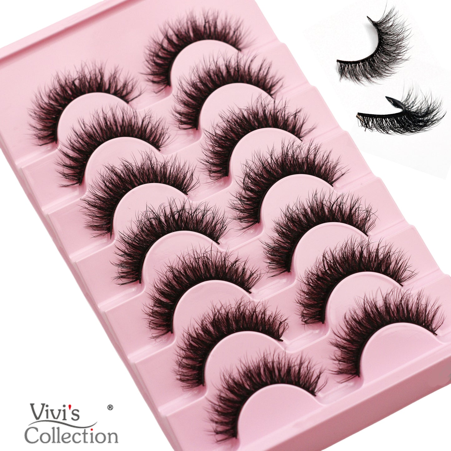 False Lashes - Fluffy Eyelashes Wispy Thick - 1.3cm