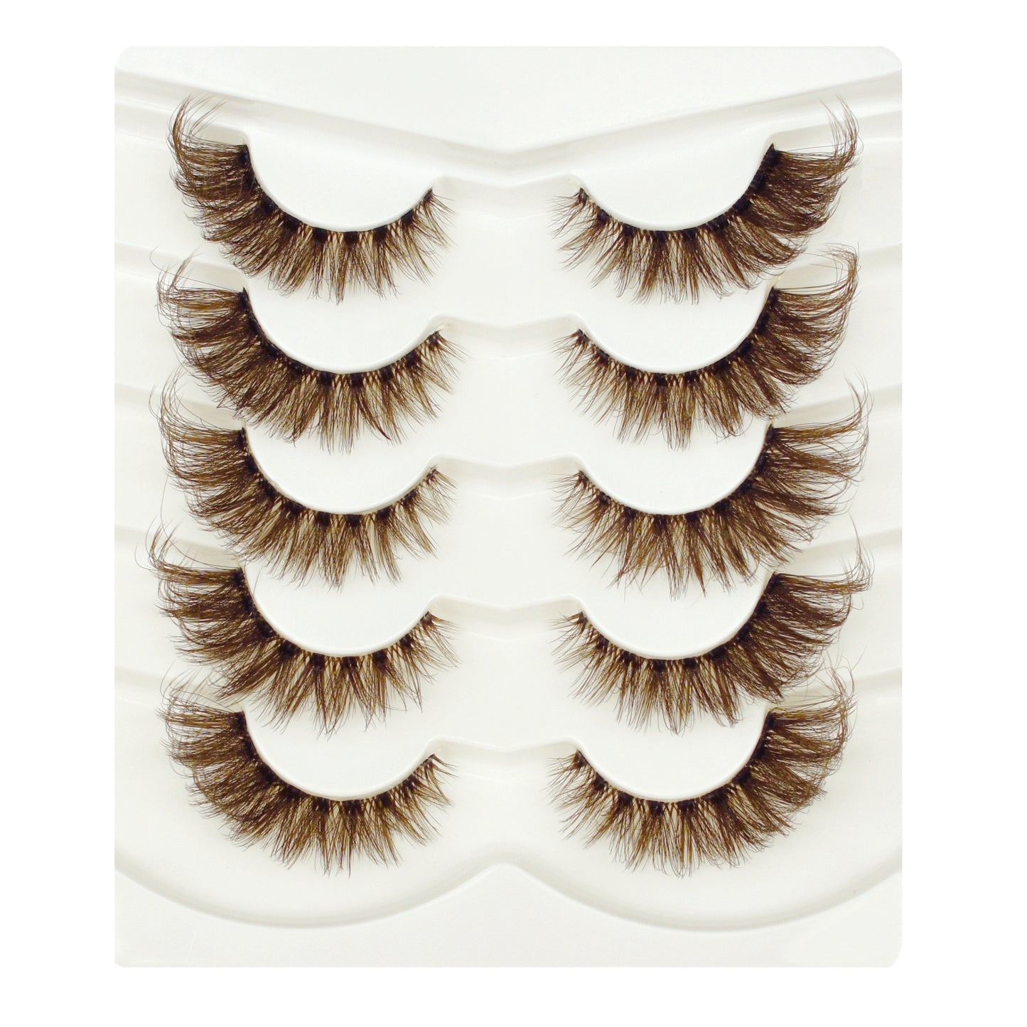 Wispy Cat Eye Lashes- Brown Long Fluffy Winged Eyelashes -1.5cm