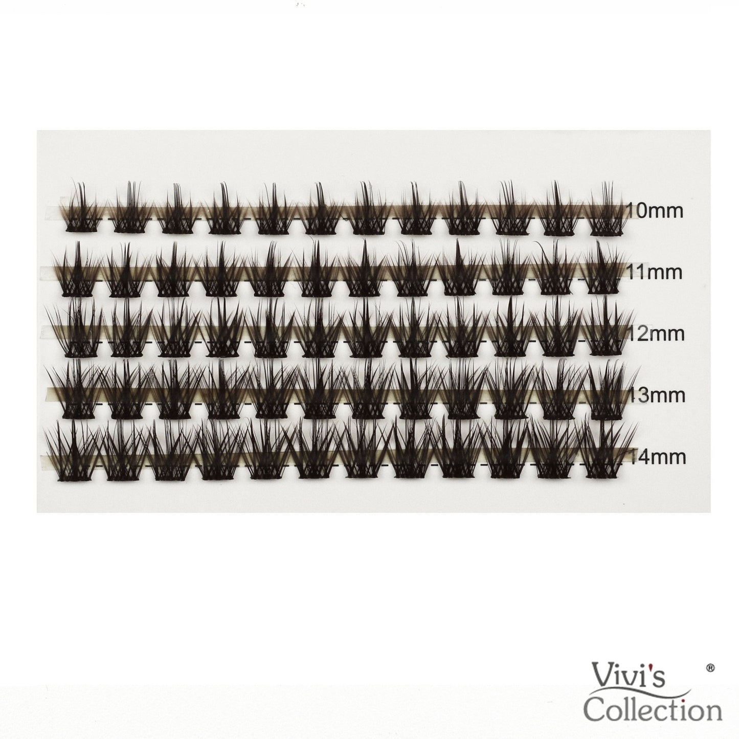 10-14mm D Curl Cluster Lashes, Spiky, Manga