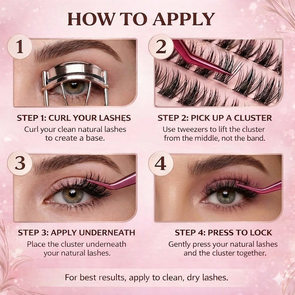 Pre Glued Cluster Lashes C Curl 8-12mm