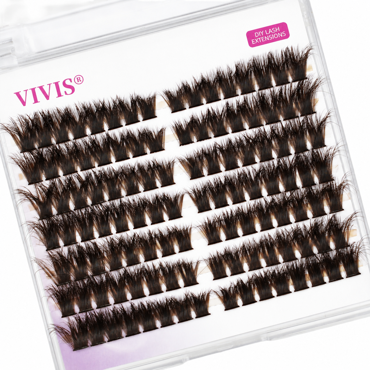 Brown Cluster Lashes D Curl  9-15mm