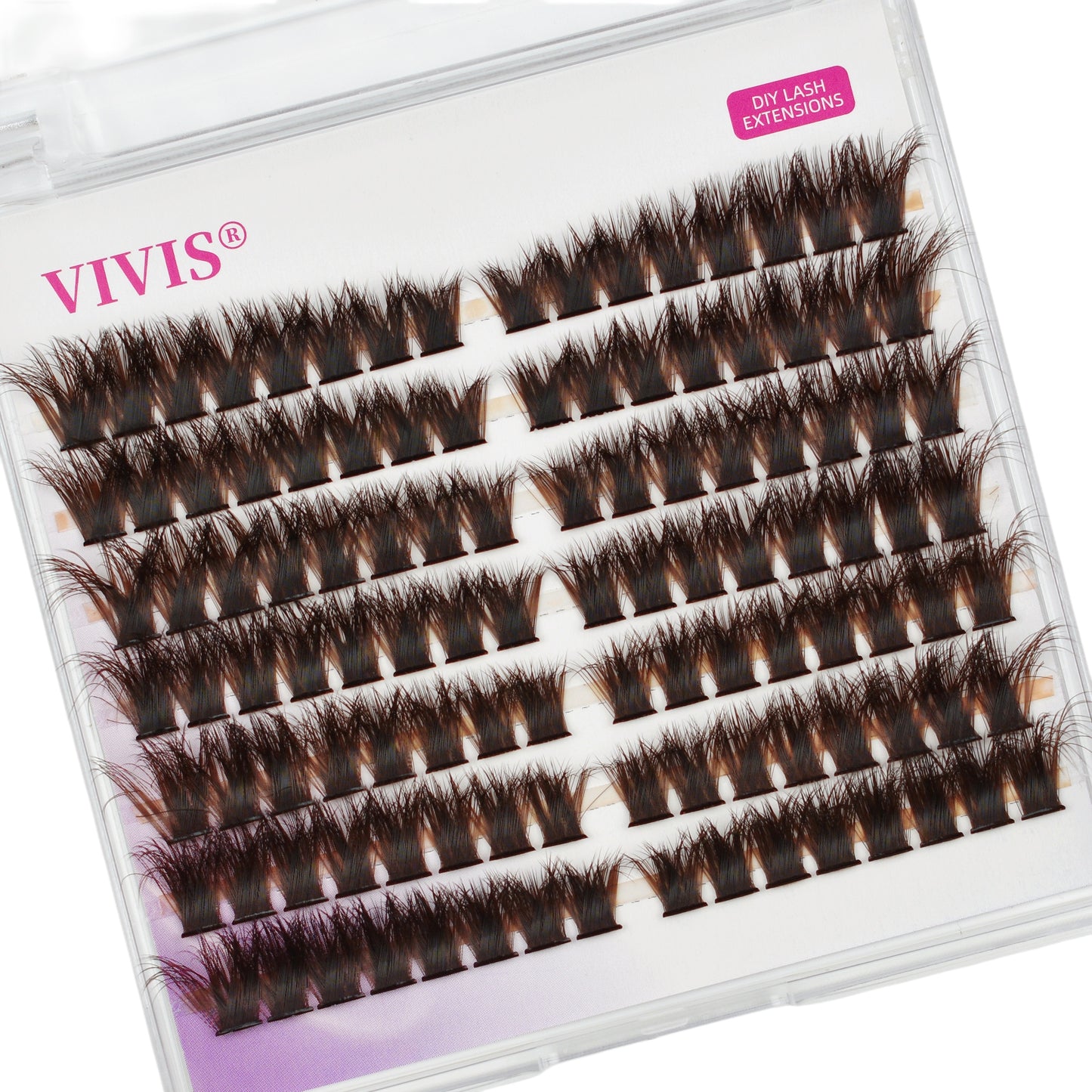 Brown Cluster Lashes D Curl  9-15mm
