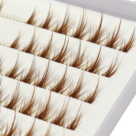 Cluster Lashes - Brown Natural C Curl Cat Eye - Spiky