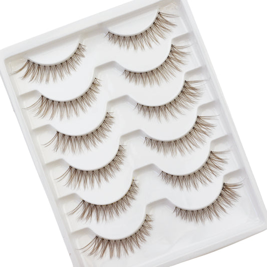 False Lashes - Brown Natural Eyelashes - Short Wispy