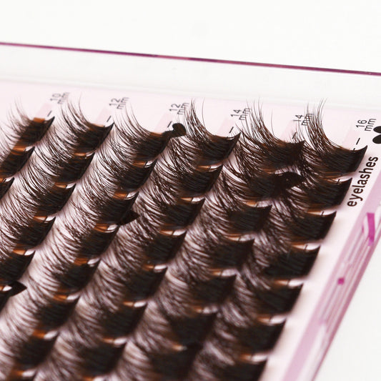 Cluster Lashes - Brown - 5D Fluffy Thick - D Curl Wispy 10-16mm
