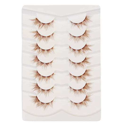 False Lashes - Brown Eyelashes - Natural Cat Eye Cluster