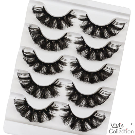 Russian D Curl Long False Lashes - Thick Fluffy 5D Big Cat Eye Eyelashes