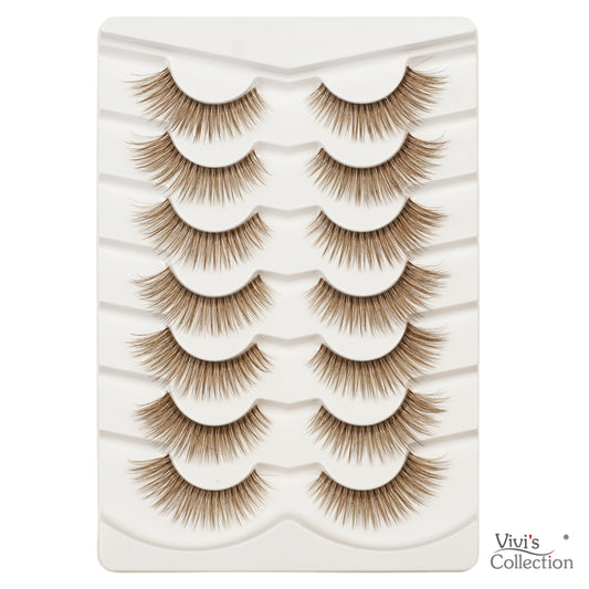 False Lashes - Brown Eyelashes Natural Long Cat Eye