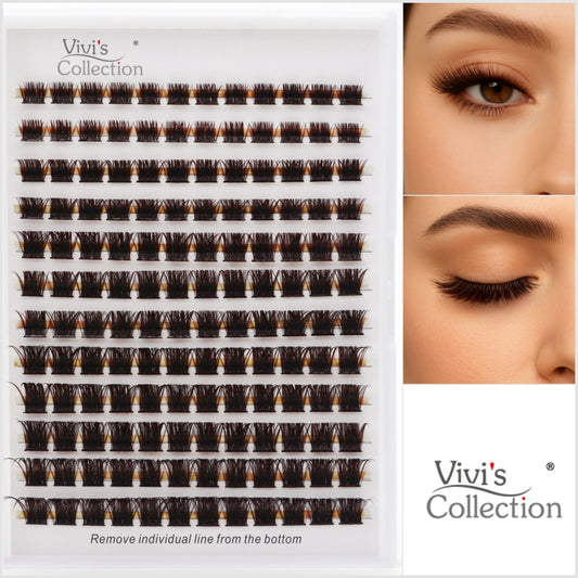 Cluster Lashes - Brown 9-15mm Mixed - D Curl