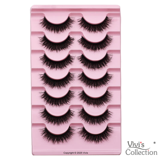 False Lashes - Fluffy Eyelashes Wispy Thick - 1.3cm