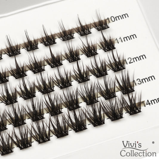 10-14mm D Curl Cluster Lashes, Spiky, Manga